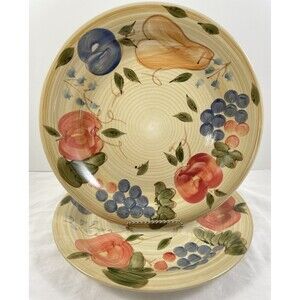 Alco Industries Fruit Dinner Plate 10.5" Set of 2 Stoneware AO126